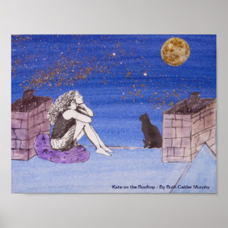 Kate auf der Dachterrasse - Fantasy Self Portrait Poster