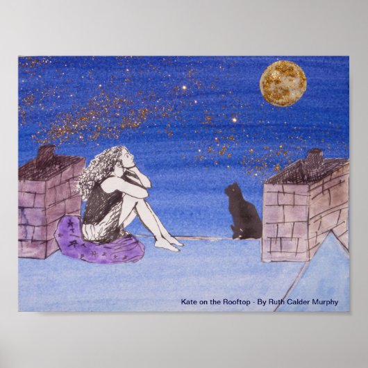 Kate auf der Dachterrasse - Fantasy Self Portrait Poster (Vorne)