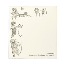 Kate Greenaway Hoop rollt Kinder wegbowl Notizblock