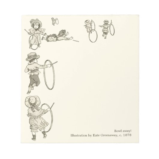 Kate Greenaway Hoop rollt Kinder wegbowl Notizblock (Vorderseite)