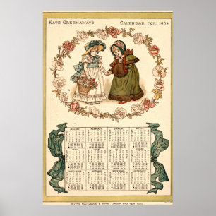 Kate Greenaway-Kalender der Vintagen Viktorianisch Poster