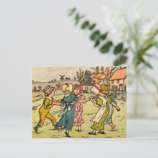 Kate Greenaway Ring Rund um die Rosey Postkarte (Stehend Vorderseite)