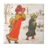 Kate Greenaway Winterszene Fliese (Vorderseite)