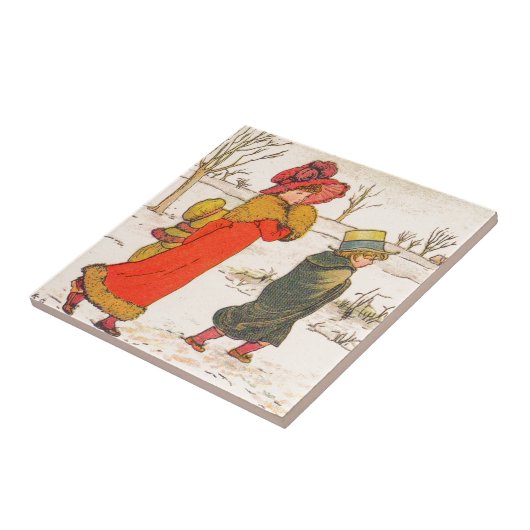 Kate Greenaway Winterszene Fliese (Seite)