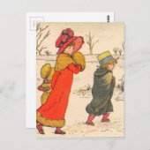 Kate Greenaway Winterszene Postkarte (Vorne/Hinten)