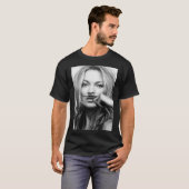 Kate Moss, Mustache, Schwarz-Weiß-Fotografie AG T-Shirt (Vorne ganz)