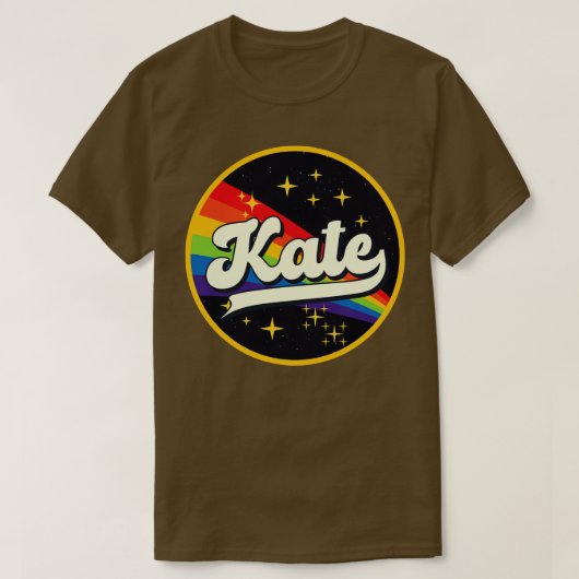 Kate Rainbow in Space Vintag Style T-Shirt (Design vorne)