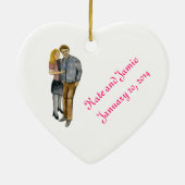 kate und Jamie-Verlobungsherz Keramik Ornament (Hinten)