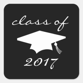 Kategorie 2017-Etikett (schwarze Graduationskappe) Quadratischer Aufkleber