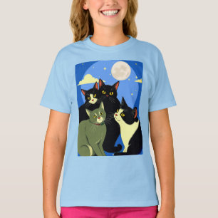 Kater auf Beutefang unter dem Vollmond T-Shirt