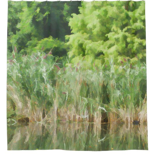 Kater im Teich Duschvorhang (Vorderseite)