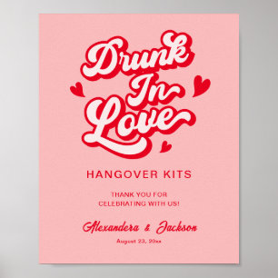Kater-Kits 'Betrunken in Liebe' Rot und Rosa Hochz Poster