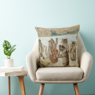 Kater singen Weihnachtslieder von Louis Wain Kissen