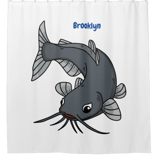 Katfish Cartoon Illustration Duschvorhang (Vorderseite)