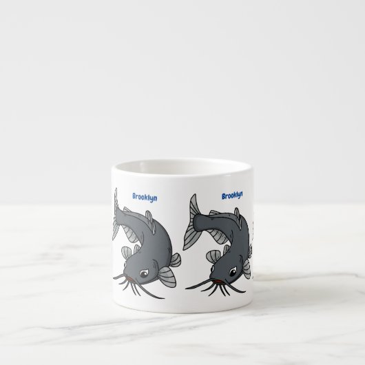Katfish Cartoon Illustration Espressotasse (Vorderseite)