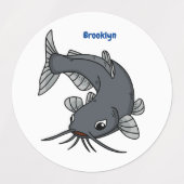 Katfish Cartoon Illustration Etiketten (Design 2)