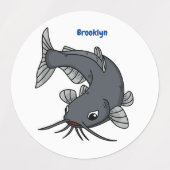 Katfish Cartoon Illustration Etiketten (Design 1)