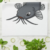 Katfish Cartoon Illustration Geschirrtuch (Gefaltet)