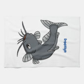 Katfish Cartoon Illustration Geschirrtuch (Horizontal)