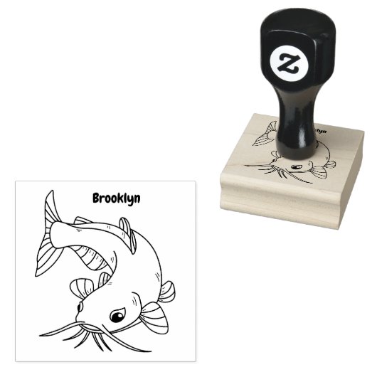 Katfish Cartoon Illustration Gummistempel (Stempel)