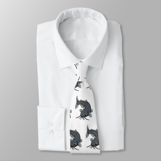 Katfish Cartoon Illustration Krawatte (Gebunden)