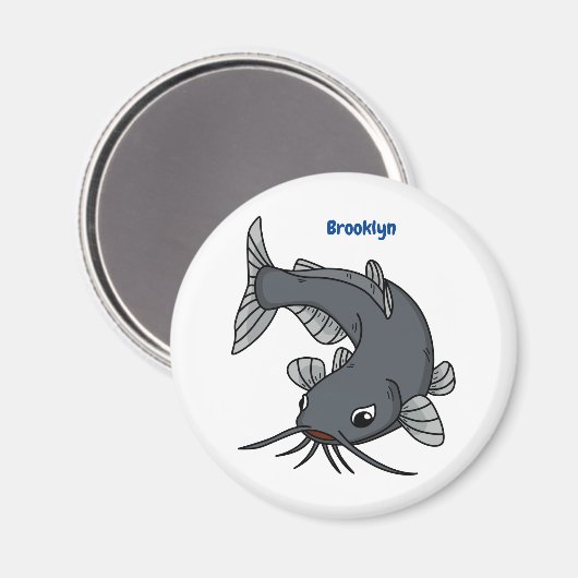 Katfish Cartoon Illustration Magnet (Vorderseite/Rückseite)