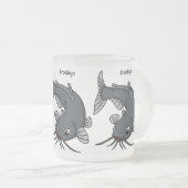 Katfish Cartoon Illustration Mattglastasse (VorderseiteRechts)