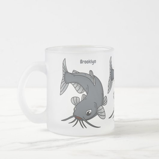 Katfish Cartoon Illustration Mattglastasse (Links)