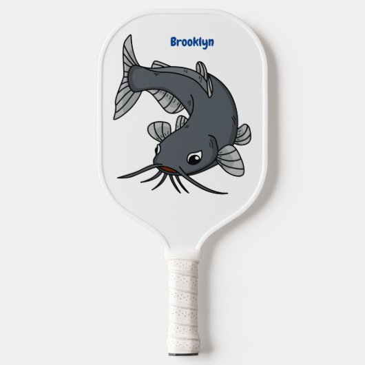 Katfish Cartoon Illustration Pickleball Schläger (Vorderseite)