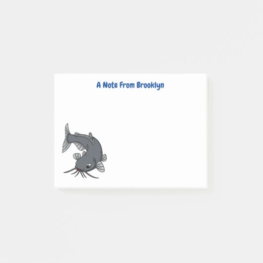 Katfish Cartoon Illustration Post-it Klebezettel (Vorderseite)