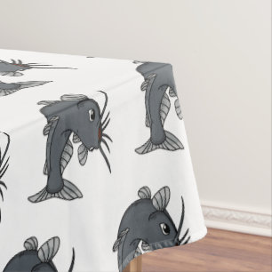 Katfish Cartoon Illustration Tischdecke