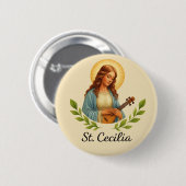 Kath. Cecilia-Heiligen-Anstecknadel mit Heiligensc Button (Vorne & Hinten)