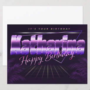 Katharina Name Vorname lila retro Karte Geburtstag