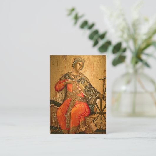 Katharina von Alexandria Orthodoxe Gebetskarte Platzkarte (Stehend Vorderseite)
