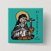 Katharina von Siena mit Crucifix-Topped Herz Button (Vorderseite)