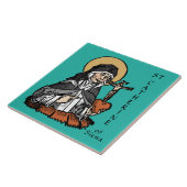 Katharina von Siena mit Crucifix-Topped Herz Fliese (Seite)