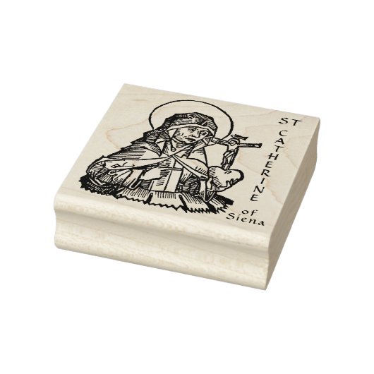 Katharina von Siena mit Crucifix-Topped Herz Gummistempel (Stempel)