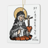 Katharina von Siena mit Crucifix-Topped Herz Keramikornament (Links)