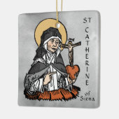 Katharina von Siena mit Crucifix-Topped Herz Keramikornament (Links)