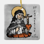Katharina von Siena mit Crucifix-Topped Herz Keramikornament (Vorderseite)