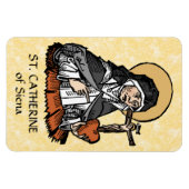 Katharina von Siena mit Crucifix-Topped Herz Magnet (Horizontal)