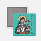 Katharina von Siena mit Crucifix-Topped Herz Magnet (Vorderseite/Rückseite)