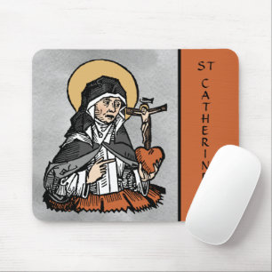 Katharina von Siena mit Crucifix-Topped Herz Mousepad