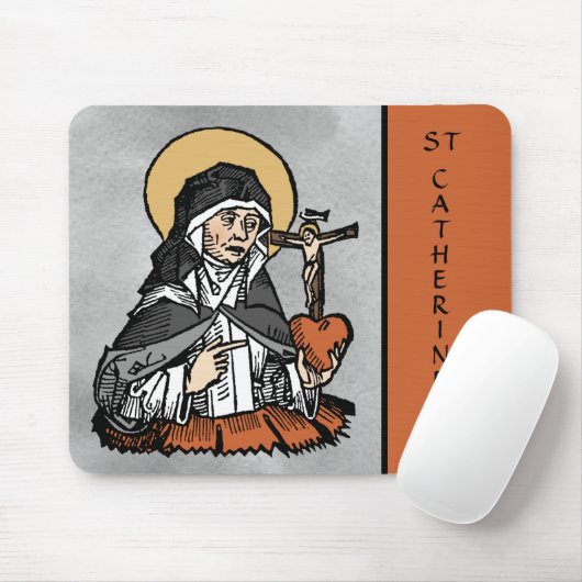 Katharina von Siena mit Crucifix-Topped Herz Mousepad (Mit Mouse)