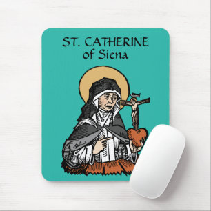 Katharina von Siena mit Crucifix-Topped Herz Mousepad