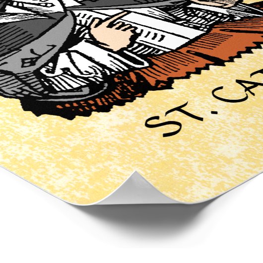 Katharina von Siena mit Crucifix-Topped Herz Poster (Ecke)