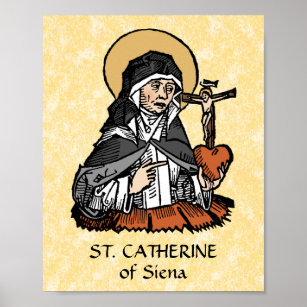 Katharina von Siena mit Crucifix-Topped Herz Poster