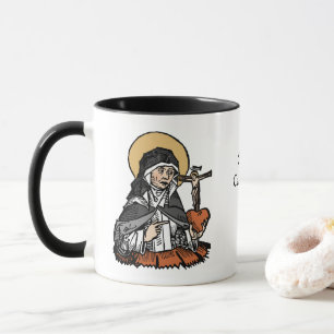 Katharina von Siena mit Crucifix-Topped Herz Tasse