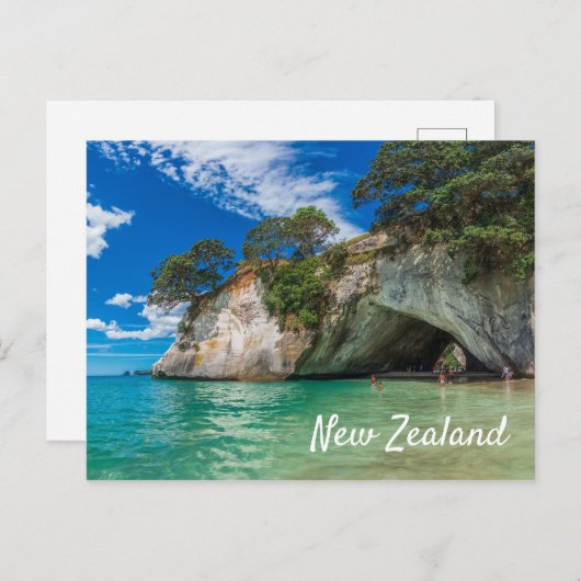 Kathedrale Cove Neuseeland Strand Postkarte (Vorne/Hinten)