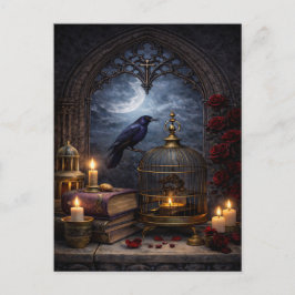 Kathedrale Gothic-Wandkunst – Stillleben mit Rabe Postkarte